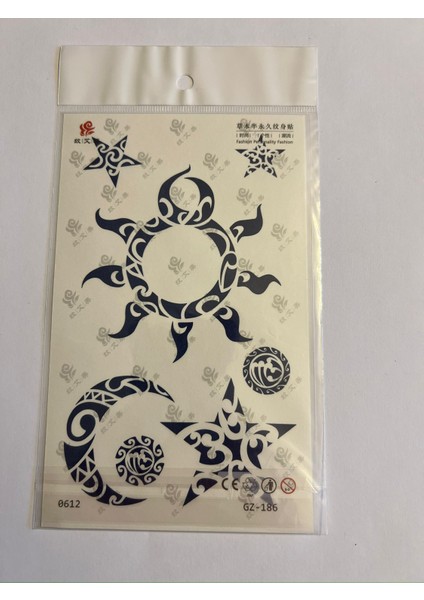 Ay Güneş Yıldız 18X11 cm 1 Ay Kalıcı Geçici Dövme Yapıştırma Dövme