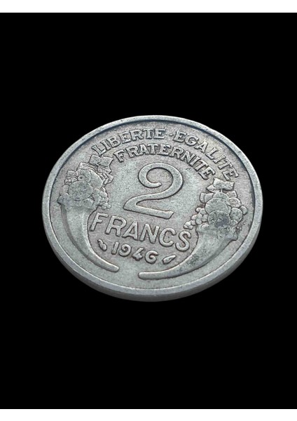 1946 Fransa 2 Frank Yabancı Madeni Koleksiyon Para. Antika Darpane Numismatik