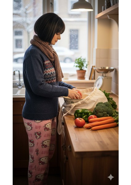 Kışlık Hello Kitty Desenli Pamuklu Pijama Tek Alt fırsatları