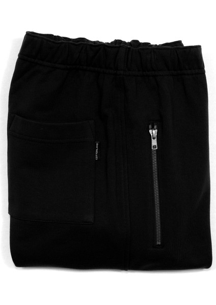 Erkek Rocco Üç Iplik Normal Kesim Cepleri Fermuarlı Lastikli Pamuk Sweat Pantolon Siyah indirimleri