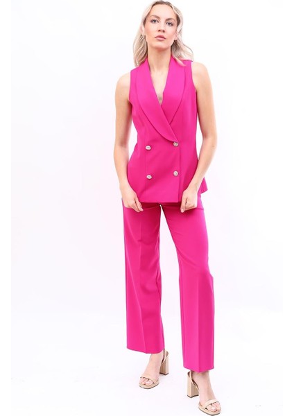 Abiye Yelek & Bol Paça Pantolon Takım-Fuşya fırsatları
