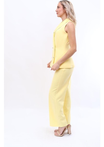 Abiye Yelek & Bol Paça Pantolon Takım-Sarı indirimleri