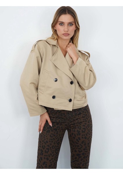 Zr Bej Renkli Oversize Bomber Crop Trençkot fiyatları