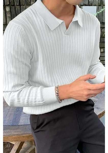 Ermanno Slim Fit Erkek Polo Yaka Fitilli Triko Kazak fiyatları