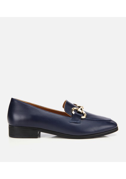 01AYH312430A680 KADIN Deri Lacivert Tokalı Klasik Loafer
