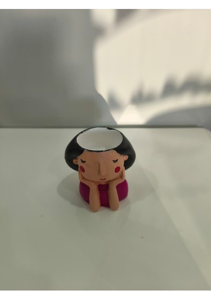 Dekoratif Biblo Kız Kaktüs Saksı - Dekoratif Ev Aksesuarı