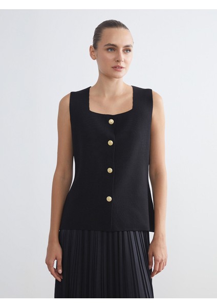 Yeni Sezon Kare Yaka Kadın Triko Yelek