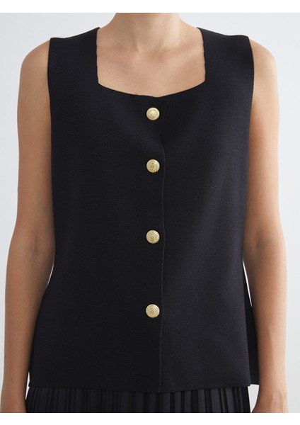 Yeni Sezon Kare Yaka Kadın Triko Yelek modelleri