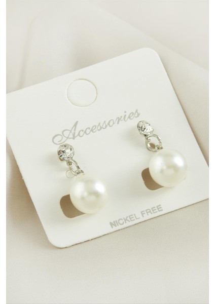 Wizard Yuvarlak Inci Taşlı Küpe-Gümüş Rengi fiyatları