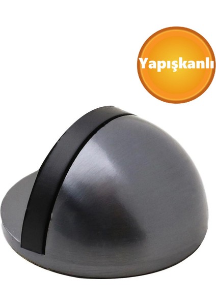 Yarımay Yapışkanlı Kapı Kolu Stoperi Tutacağı Metal Kapı Stopu Durdurucu Tutucu Tamponu Satine Füme