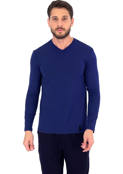 Ds Damat Pamuk Modal V Yaka Pijama Takımı Lacivert modelleri