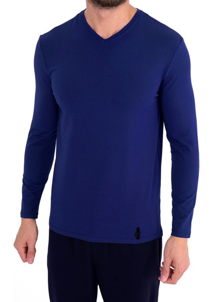 Ds Damat Pamuk Modal V Yaka Pijama Takımı Lacivert fırsatları