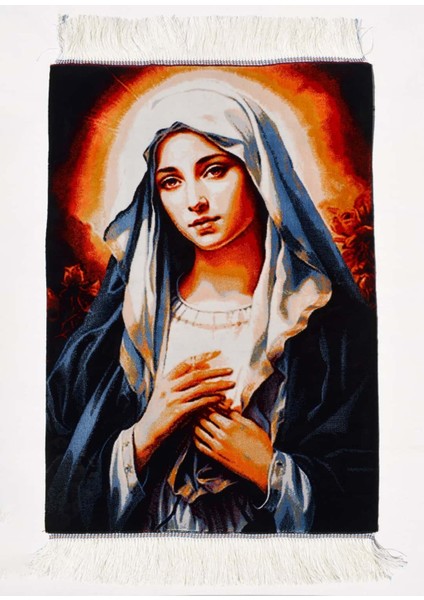Meryem Ana Portresi Tablo Halı 50X70 cm (0.35 M²)