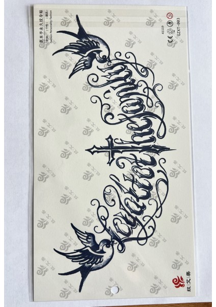 Büyük Boy Yazı Göğüs Sırt Için 28X15 cm GZXT-003 Yarı Kalıcı Geçici Dövme