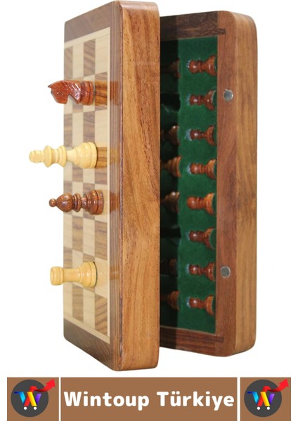 Premium Yüksek Kaliteli Özel Mıknatıs Taşlı Ahşap Katlanabilir Kutulu Satranç Takımı 40 cm fiyatları