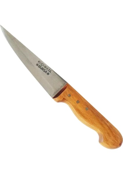 Bursa Kalın Sivri Kasap Bıçağı No:4, 20 cm - Ahşap Sap