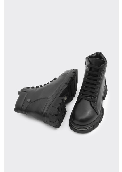 Hakiki Deri Fermuarlı Bağcıklı Kadın Bot indirimleri