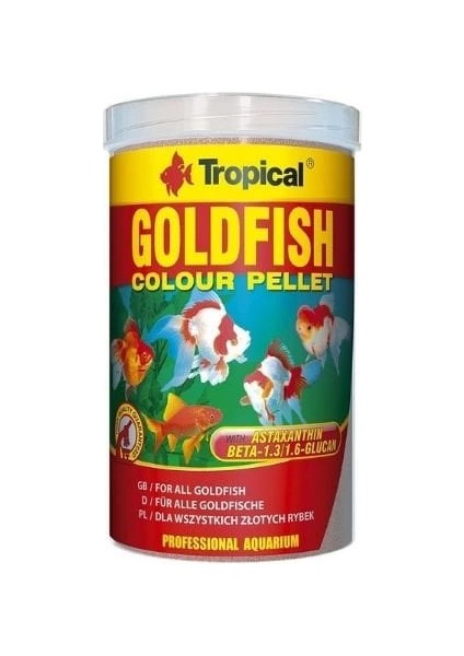 Tropical Goldfish Colour Pellet Japon Balıkları Için Renklendirici Granül Balık Yemi Small 250 ml 110 gr