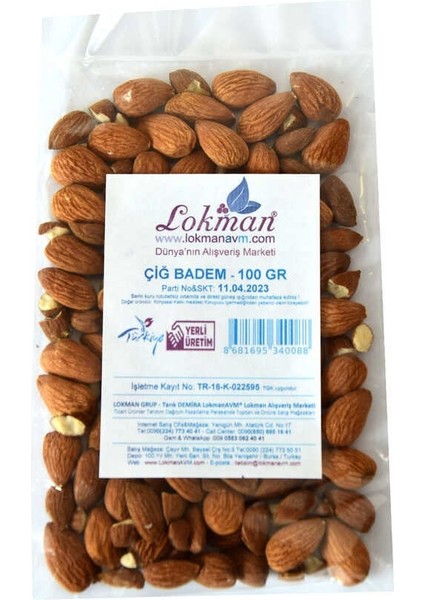 Doğal Çiğ Tatlı Badem 100 gr Paket fiyatları
