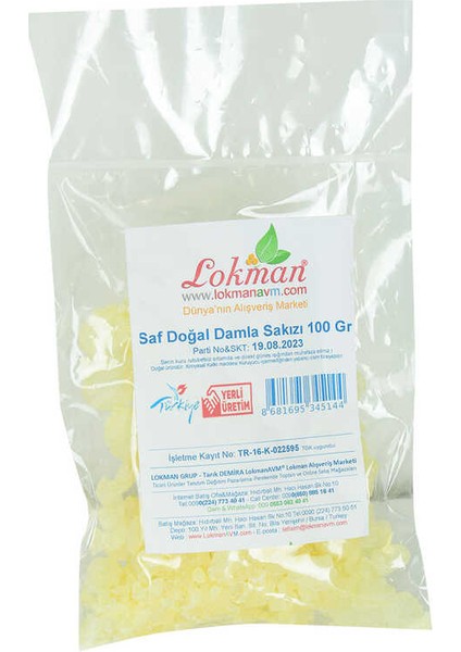 Damla Sakızı Saf Doğal 100 gr Paket