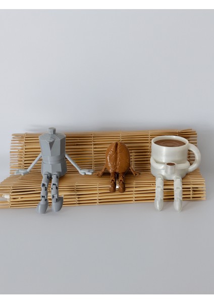 Kahve Köşesi Sevimli Biblo Seti , Kahve Çekirdeği , Kahve Kupası , Moka Pot 3'lü Coffee Set 10 x 10 cm modelleri