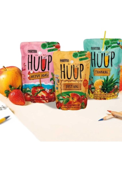 Hüüp Katkısız Karışık Meyve Suyu Elma Şeftali Kayısı 200 Ml. x 20 Adet fiyatları