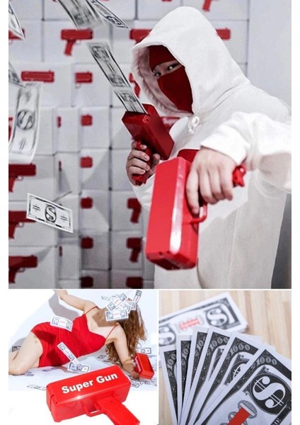 Supreme Para Saçma Tabancası Money Gun Otomatik Para Atma Makinesi Parti Oyuncağı