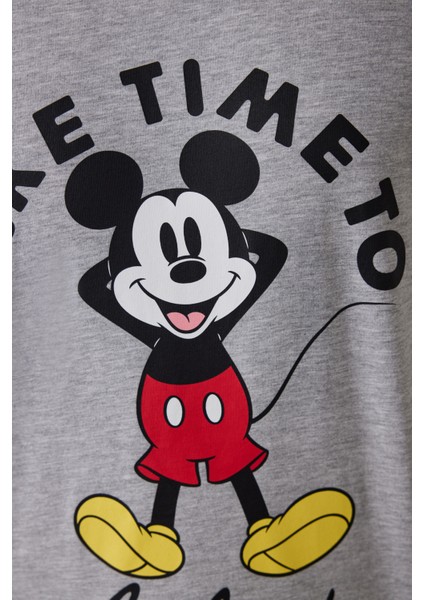Gri Melanj Erkek Mickey Mouse Uzun Kollu Pijama Takımı indirimleri