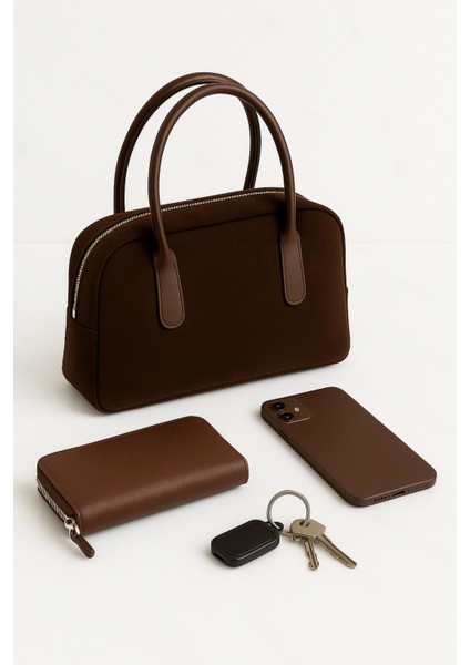 Lüks Süet Kadın El Çantası