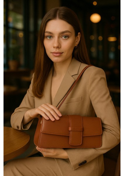 Lüks Şık Tasarım Özel Kapak Detaylı Omuz Çantası