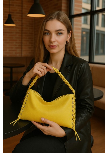 Lüks Düğümlü Sap Detaylı Kadın Omuz Çantası – Şık Tasarım