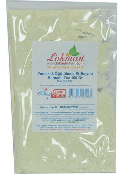 Et Bulyon Toz Yemeklik Öğütülmüş Karışım 100 gr Paket fiyatları