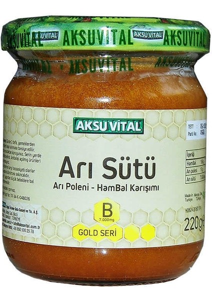 Arı Sütü Polen Bal Karışımı B 7.000 Mg Gold Seri 220 gr
