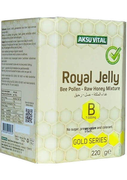Arı Sütü Polen Bal Karışımı B 7.000 Mg Gold Seri 220 gr indirimleri