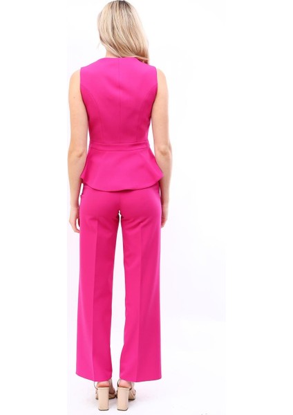 Aller Yelek & Bol Paça Pantolon Takım-Fuşya modelleri