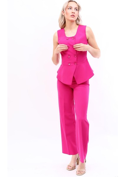 Aller Yelek & Bol Paça Pantolon Takım-Fuşya indirimleri