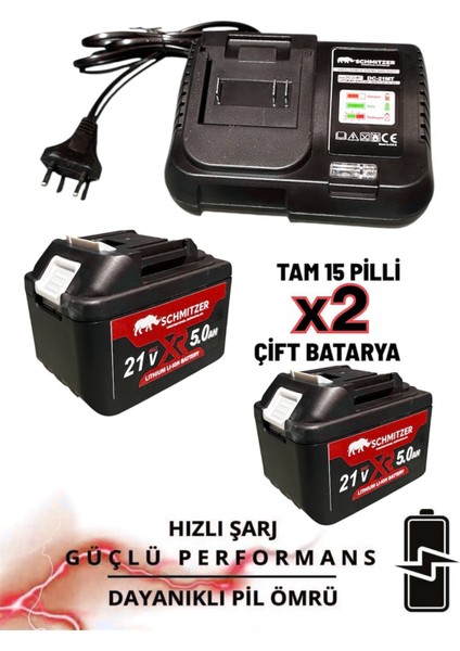 Schmıtzer Orjinal 21V 15 Pilli Çift Akülü Kömürsüz Darbeli Vidalama 650 Nm Torklu Bijon Somun Sıkma Sökme Matkap fırsatları