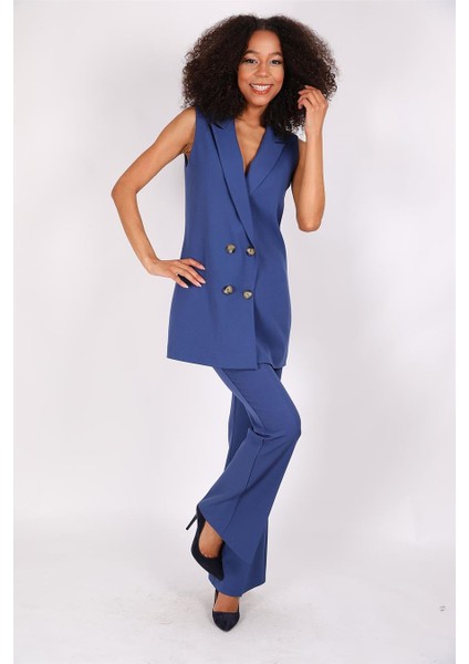 Midi Boy Klasik Yelek & Ispanyol Paça Pantolon-Indigo