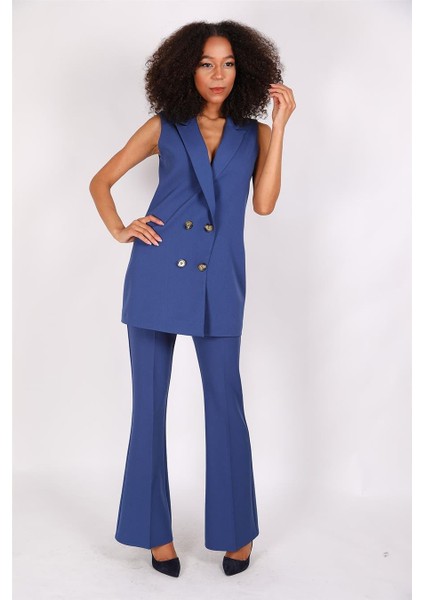 Midi Boy Klasik Yelek & Ispanyol Paça Pantolon-Indigo fiyatları