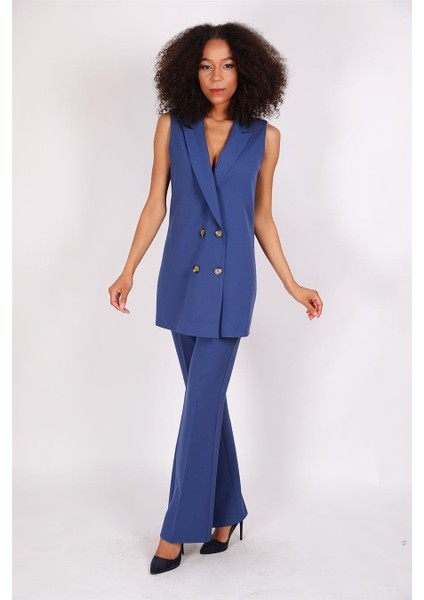 Midi Boy Klasik Yelek & Ispanyol Paça Pantolon-Indigo modelleri