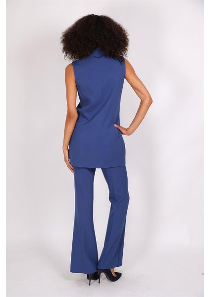 Midi Boy Klasik Yelek & Ispanyol Paça Pantolon-Indigo indirimleri