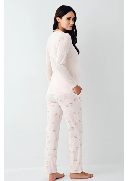 9066 Kadın Toz Pembe Uzun Kollu Hamile Lohusa Önden Emzirme Özellikli Pijama Takımı fiyatları