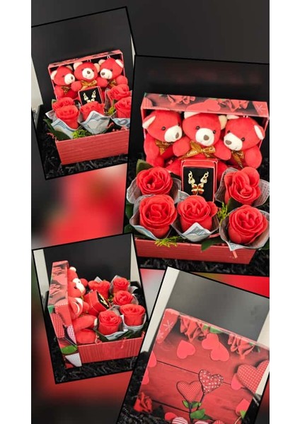 Romantik Hediye Kutusu – Pelüş Ayıcık ve Gül Seti | Sevgiliye Özel Hediye | Kutu Gül Aranjmanı