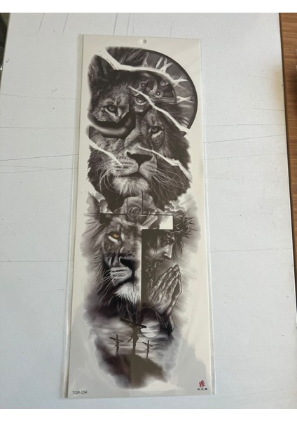 Aslan Isa 1 Hafta Kalıcı Tam Kol Kaplama Bacak Yapıştırma Geçici Dövme 46 cm