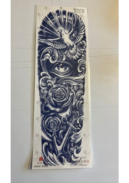 Güvercin Gül 3 Hafta Kalıcı Tam Kol Bacak Kaplama Yapıştırma Geçici Dövme 46 cm