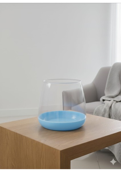 Fanus Sert Plastik Vazo Teraryum Balık ve Çiçek Dekoru Arajman Saksı 20*24 (Boş Fanus)