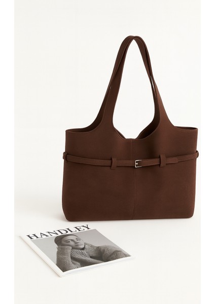 Lüks Suet Omuz Çantası Yavrulu – Çift Saplı Şık Tasarım