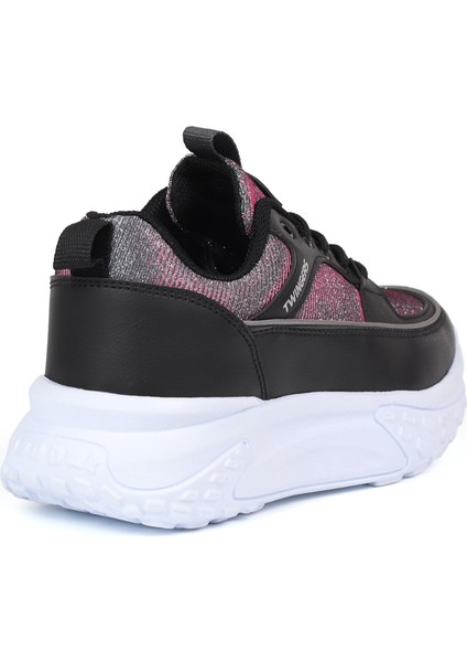Kadın Kalın Tabanlı Siyah Gümüş Parlak Sneaker Spor Ayakkabı – Rahat, Şık ve Günlük Kullanıma Uygun indirimleri