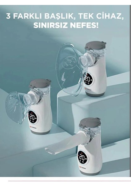 Sessiz Kademeli Dijital Ekranlı USB Şarjlı Mesh Nebulizatör Cihazı modelleri