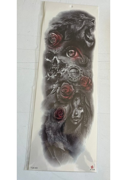 Kaplan Dişi 1 Hafta Kalıcı Tam Kol Bacak Yapıştırma Geçici Dövme 46 cm